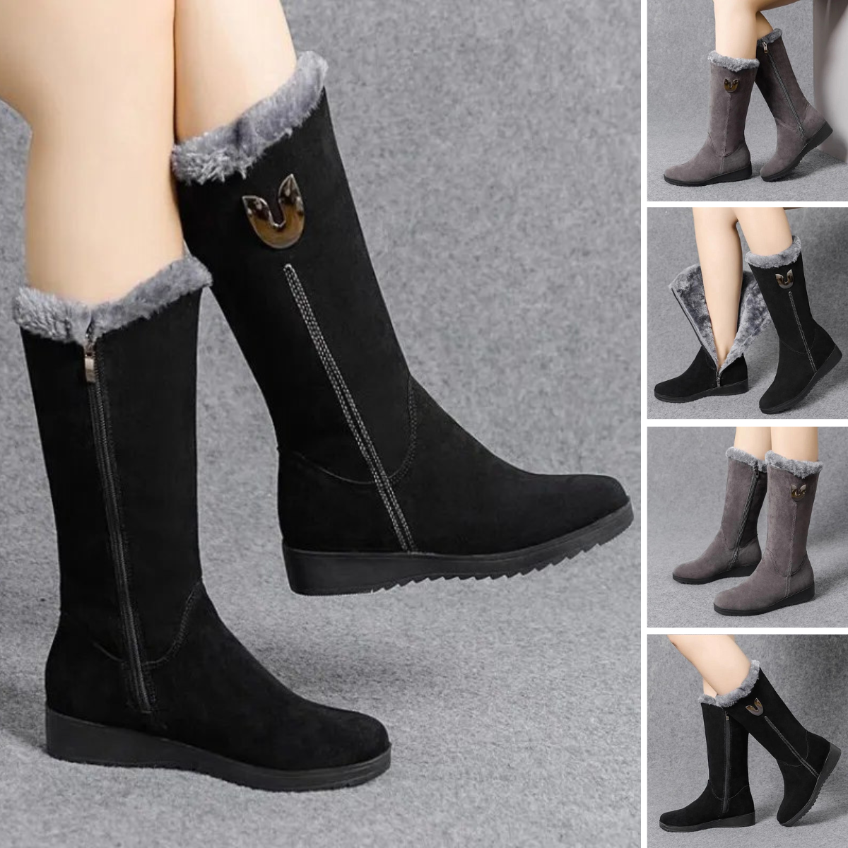 Elegante Suède Platte Laarzen met Rits voor Dames – Casual & Comfortabel