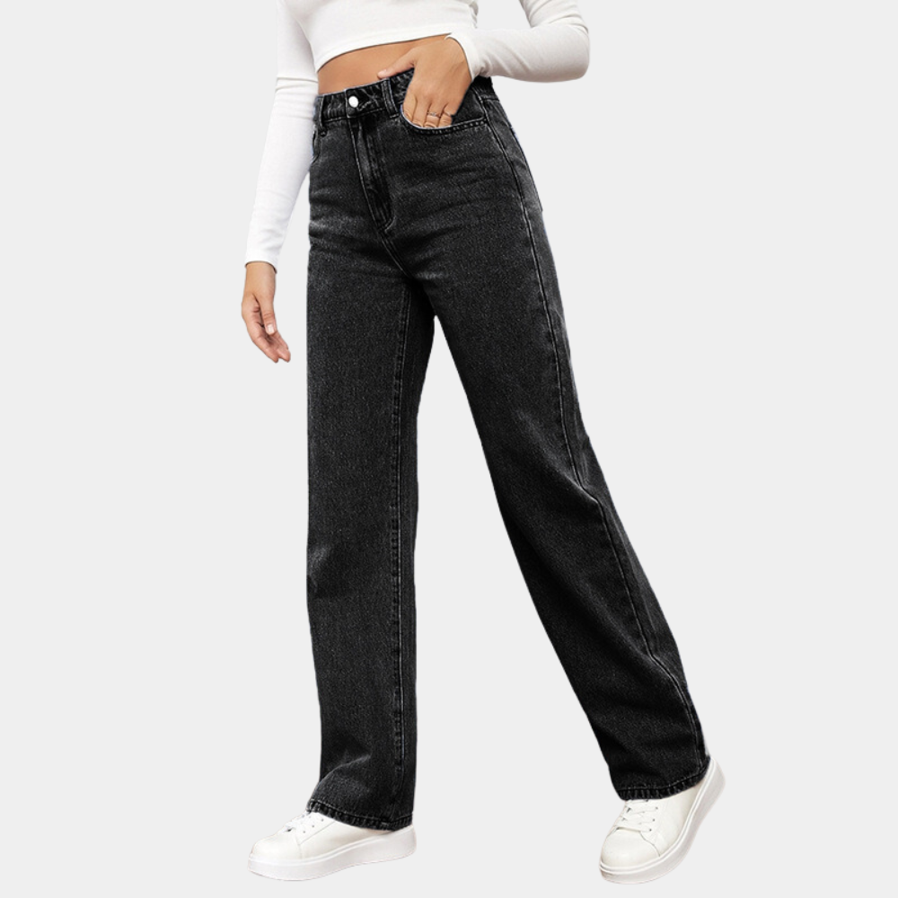 Hoge Taille Jeans Dames Wijde Pijpen Denim