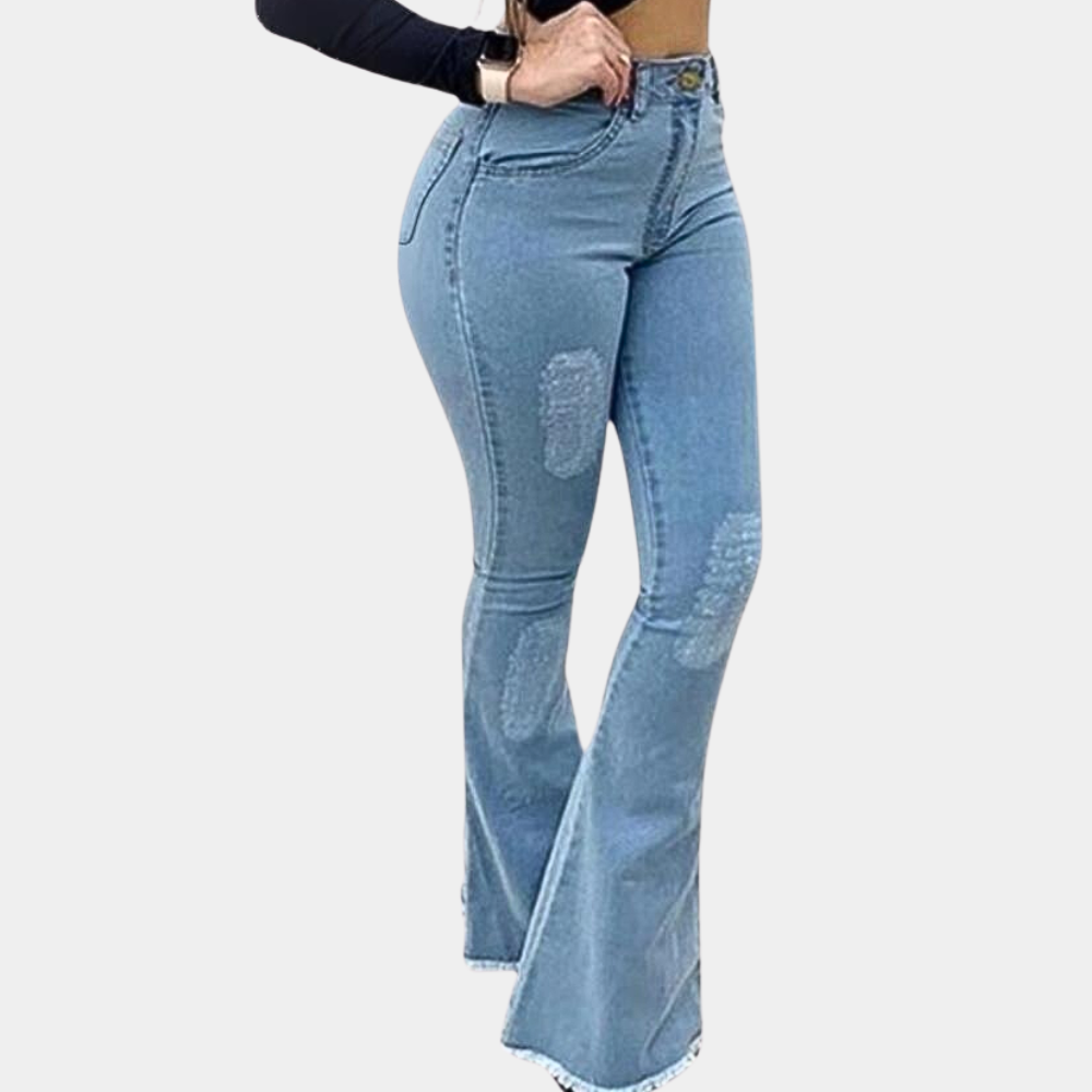 Dames Flared Jeans Wijd Been Stijlvolle Zomerbroek