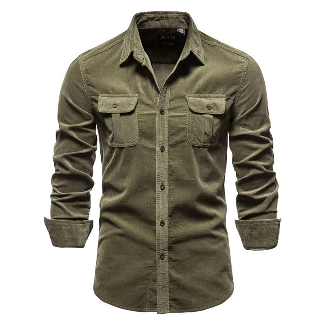 Heren Overhemd Corduroy Ribfluwelen Stof