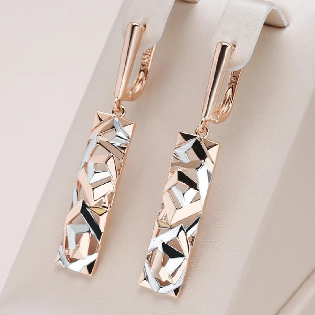 Goud en Zilver Oorbellen Rechthoekig Stijlvol Design - Mode Vibes