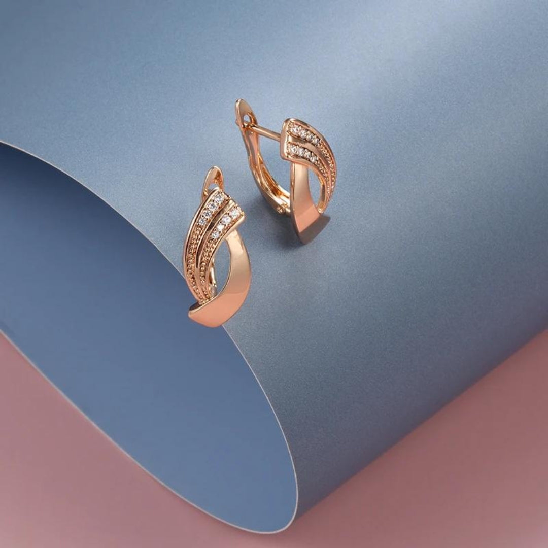 Roségouden Oorbellen met Zirkonia Steentjes - Mode Vibes