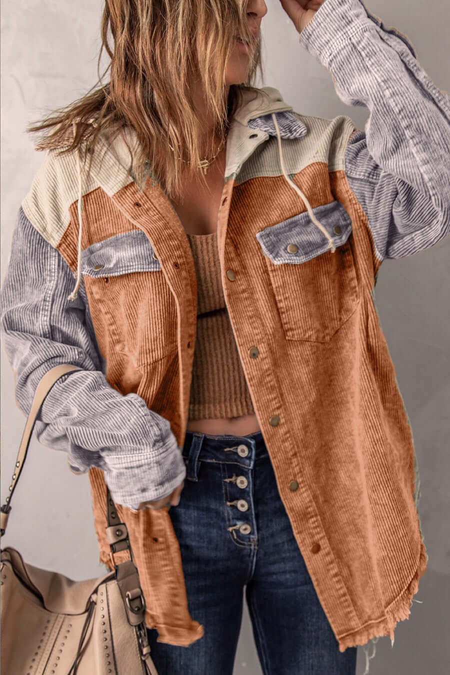 Damesjas met Retro Look en Functionele Zakken