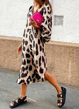 Maxi Jurk Luipaardprint Elegante V Halslijn - Mode Vibes