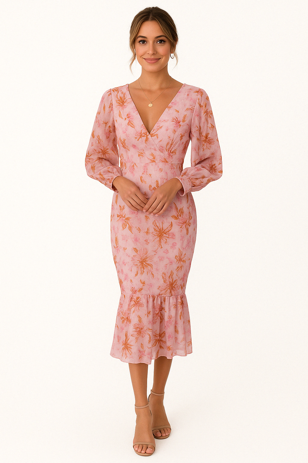 Midi-Jurk met Bloemenprint en Zwierige Rok voor Vrouw