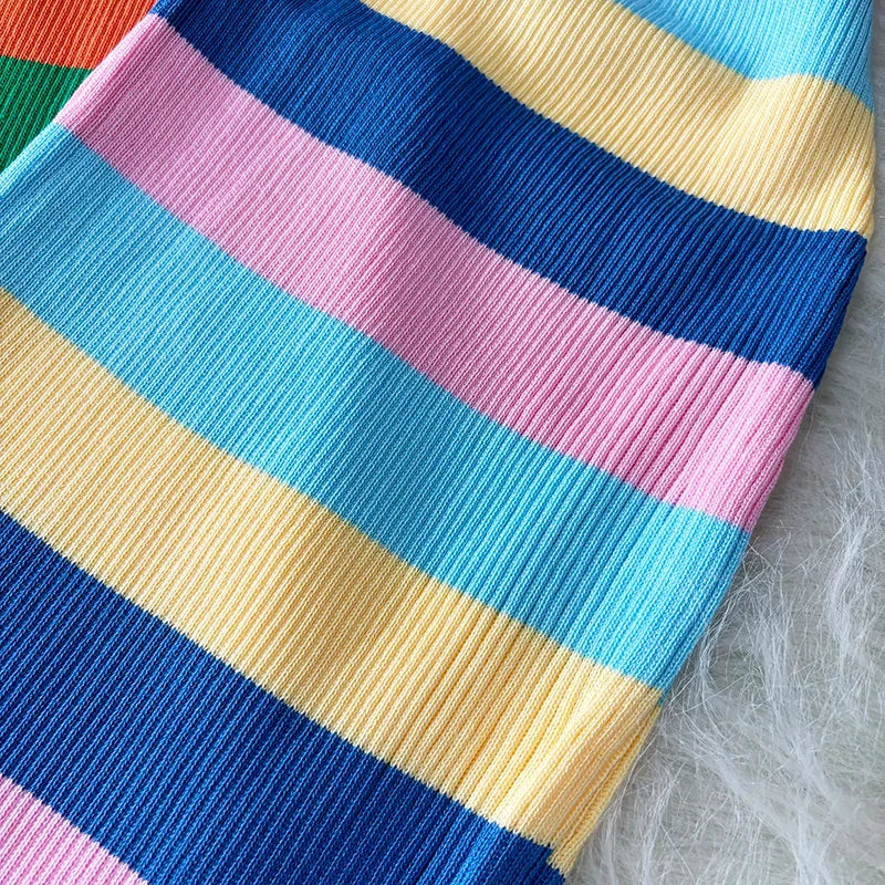 Stijlvolle Zomerse Regenboog Maxi Jurk