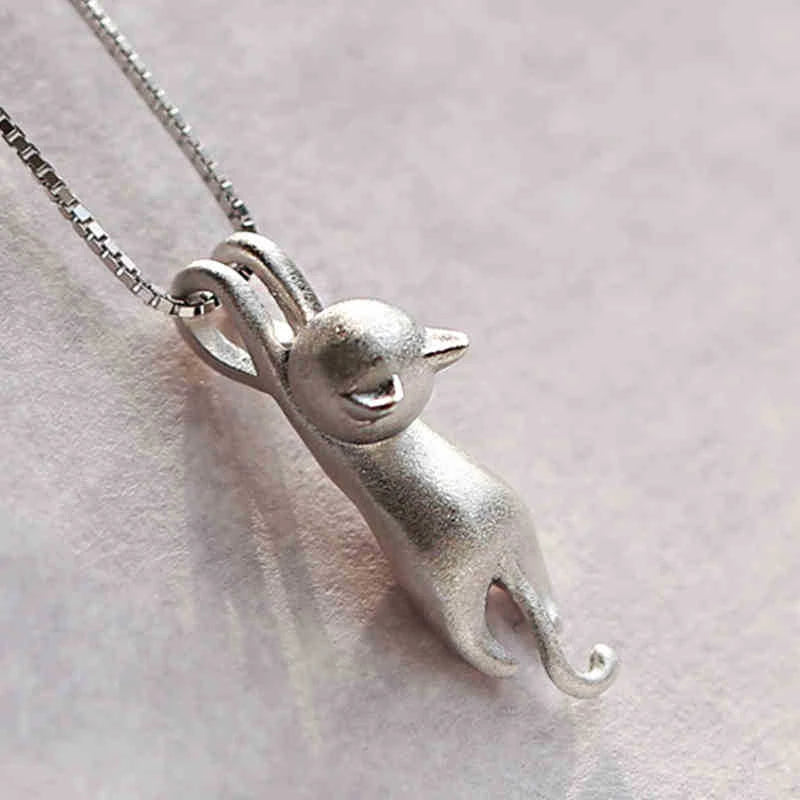 Speelse Kitty Halsketting 925 Zilver Gemaakt