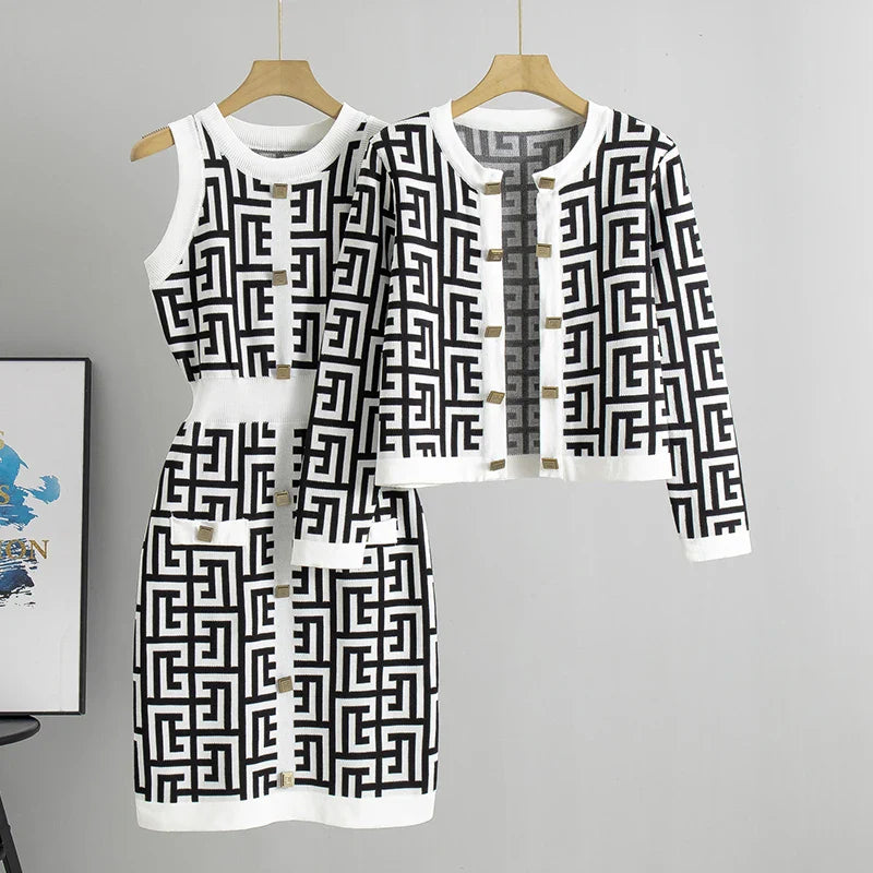 Floriza Gebreide Sweater en Jurk Set