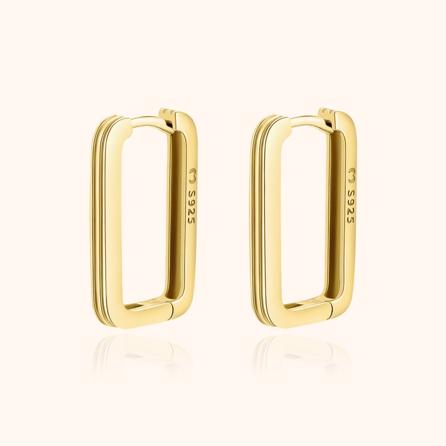 Rechthoekige Oorbellen Clip-On Glanzend Zilver