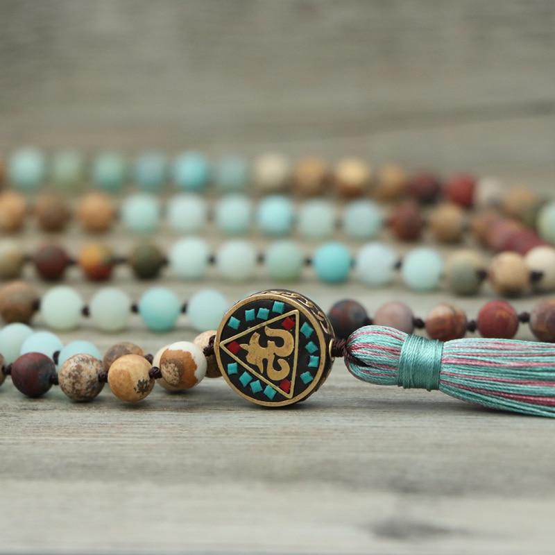 Mala Kralenketting Aum Zilverkleurig Boeddhisme Accessoire