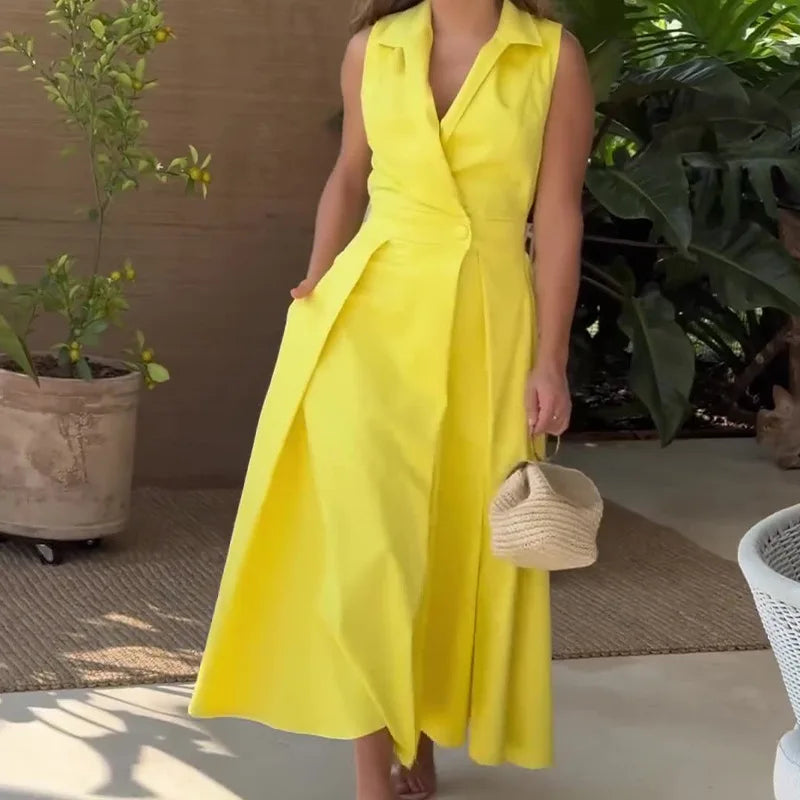 Nova Couture Effen Kleur Enkelknoop Blazerjurk