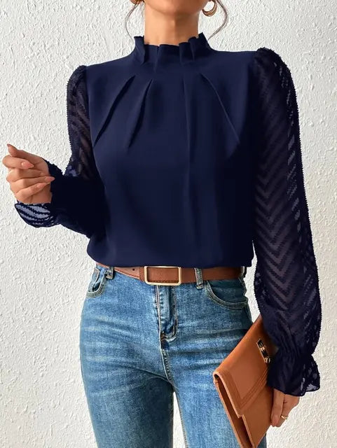 Vrouwelijke Top Lange Mouwen Elegante Stijl