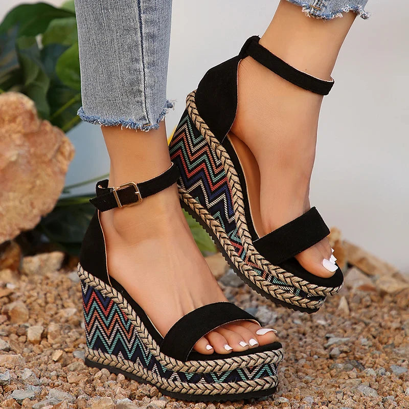 Zomer 2024 Ankle Strap Wedge Sandalen voor Vrouwen