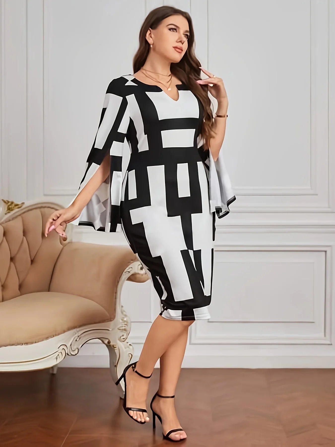 ModeMeester Elegante Temperament Plus-Size Jurk