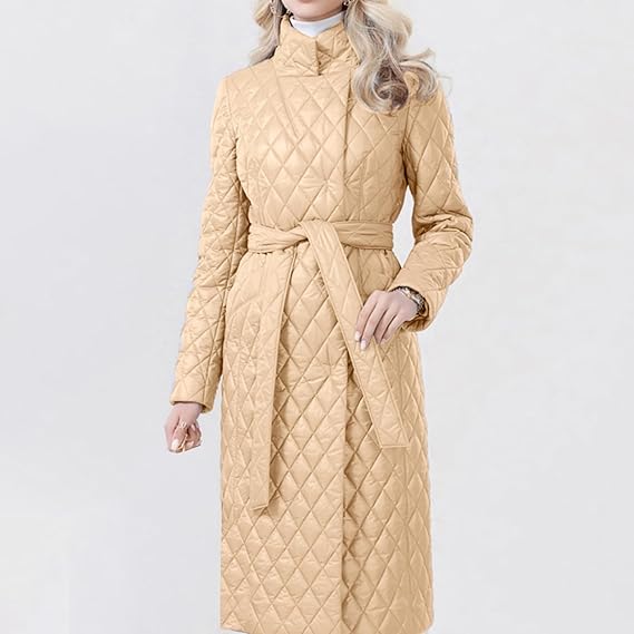 Lange Gewatteerde Jas Dames Elegante Warm