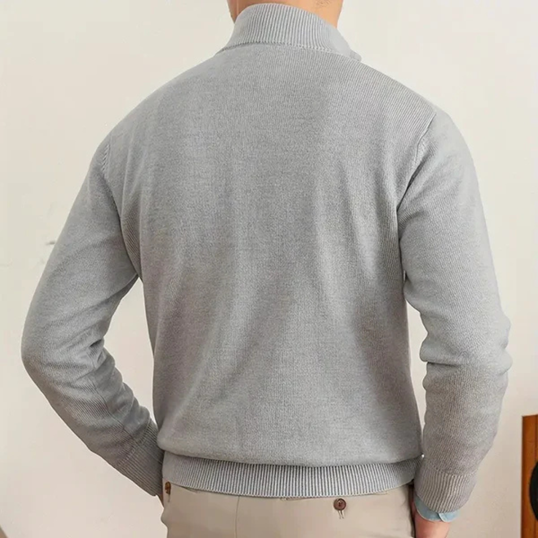 Luxe Heren Trui Half-Rits Hoge Kraag Warme Design