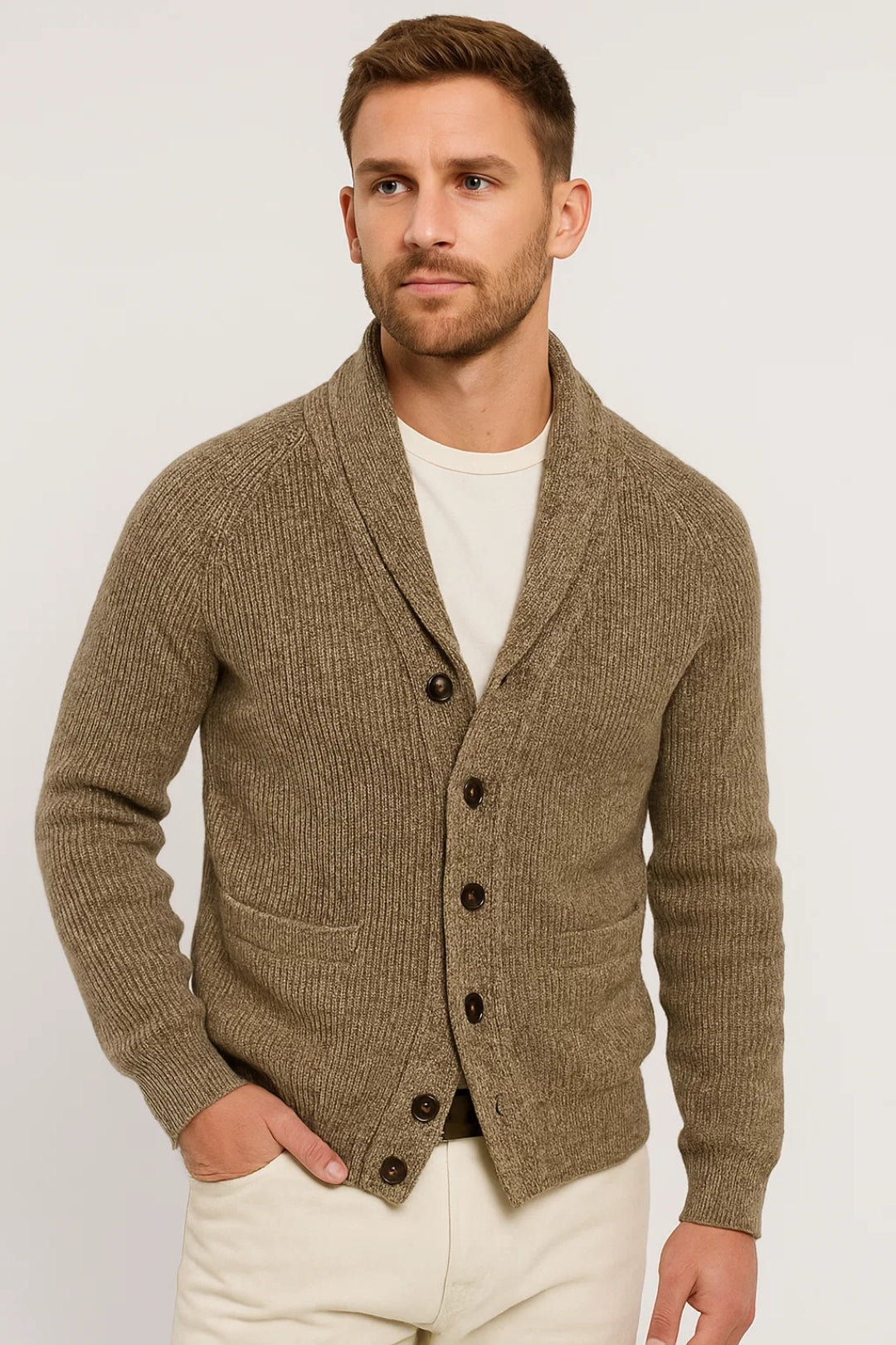 Vest Heren Met Sjaalkraag Knoopsluiting Warm Comfortabel