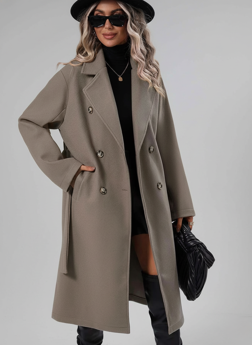 Sienna A-Lijn Trenchcoat – Dubbelrijige Jas met Ceintuur
