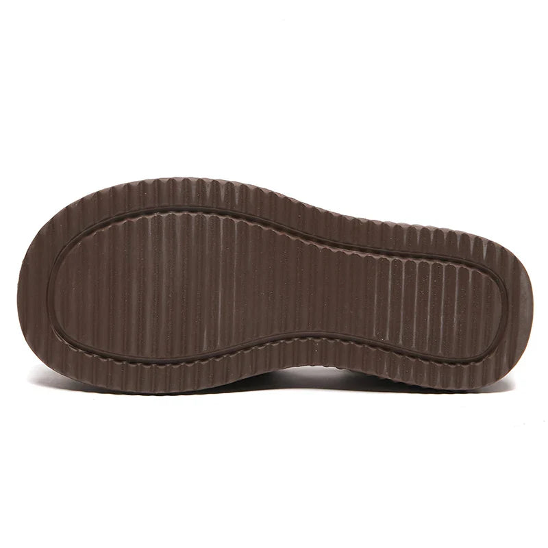 Echt Leren Retro Sandalen met Dikke Zolen