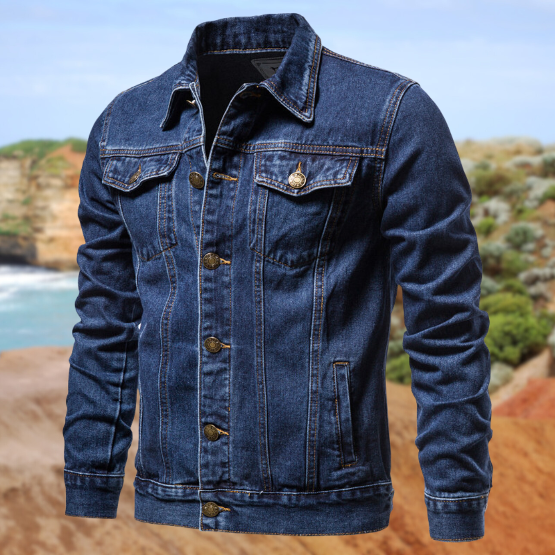 Donkere Blauwe Denim Jacket voor Mannen