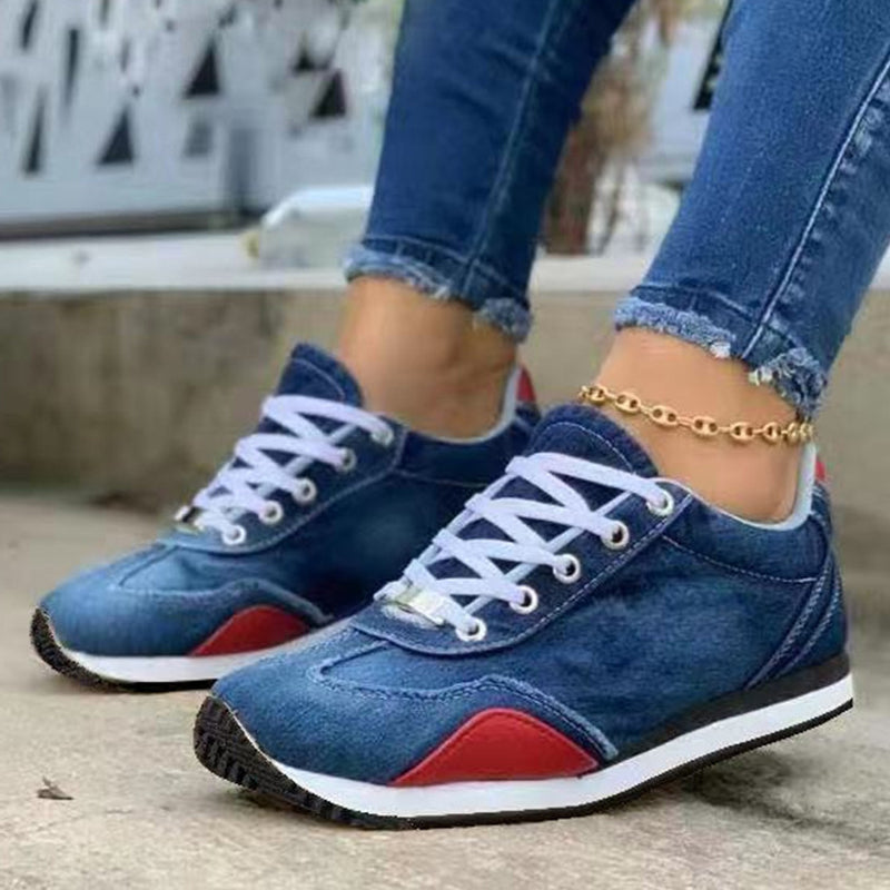 Dames Denim Schoenen Sheen Blauw Laag