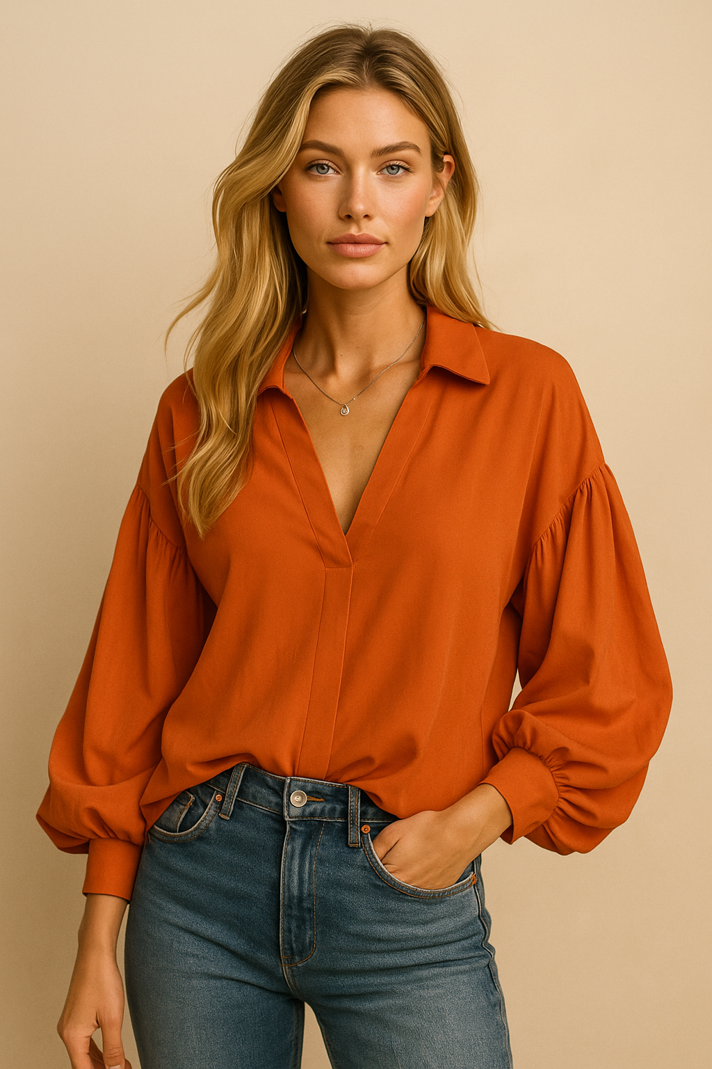Dames Blouse Koreaanse Stijl met Ballonmouwen Elegant Trendy