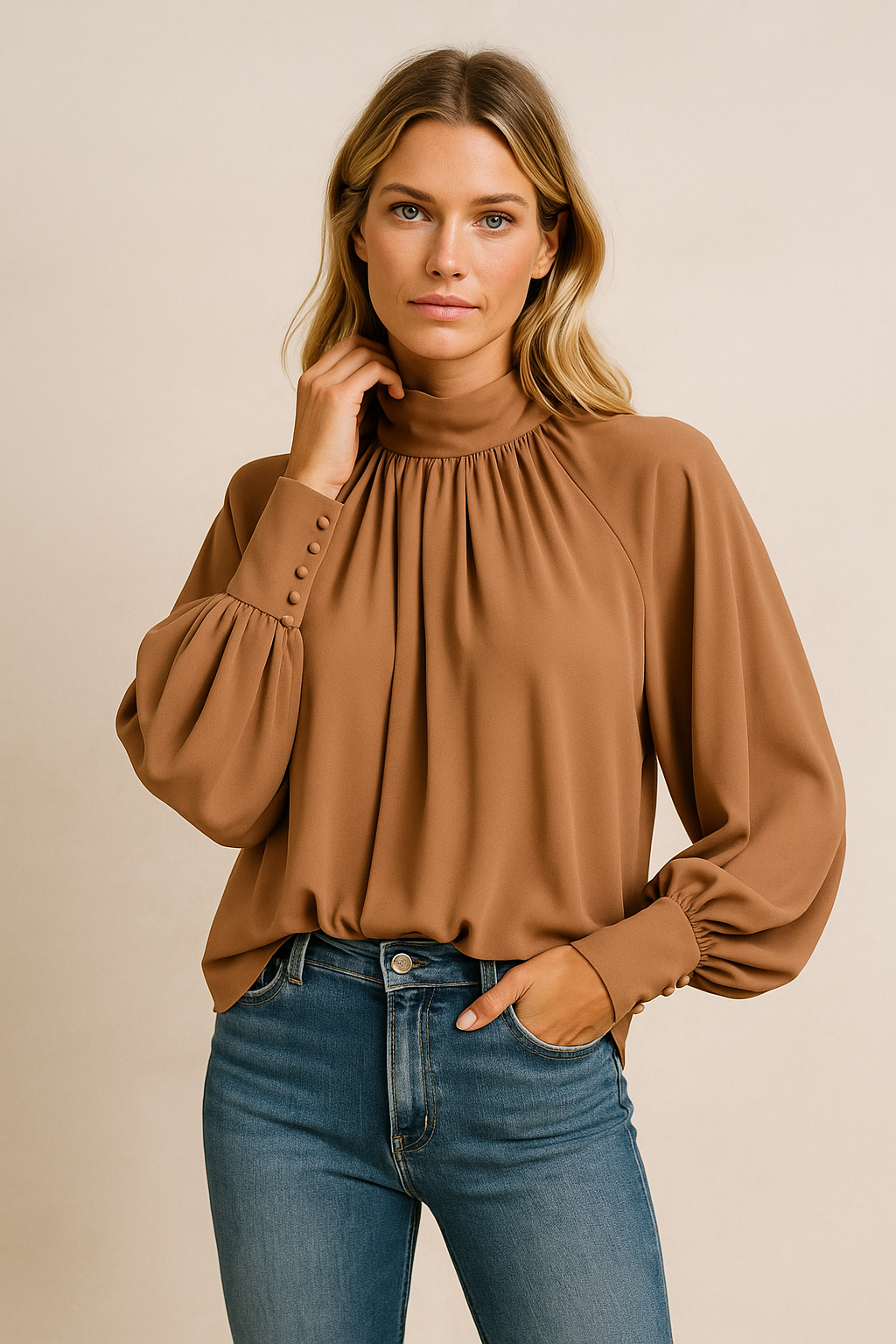 Vrouwelijke Blouse Wijd Mouwen Zomerse Stijl