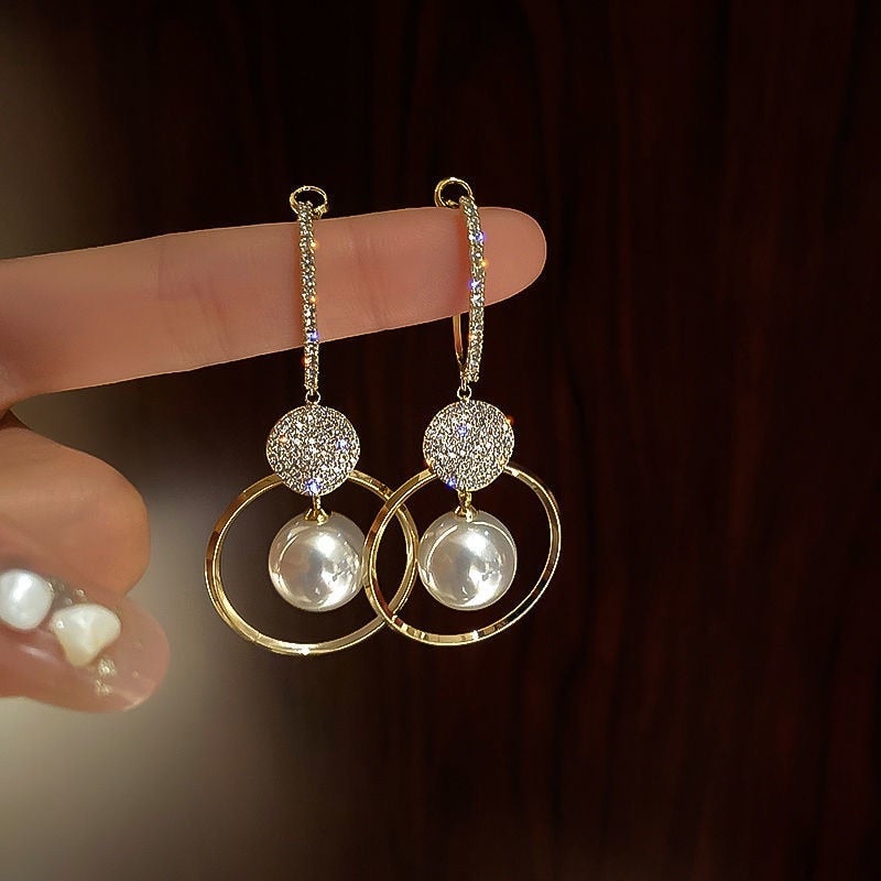 Oorbellen met Zirkonia en Parel Mooi en Elegant - Mode Vibes