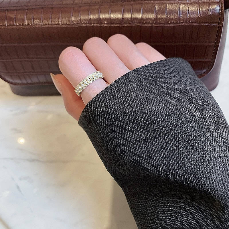 Gouden Ring met Parel Elegante Luxe Sieraden