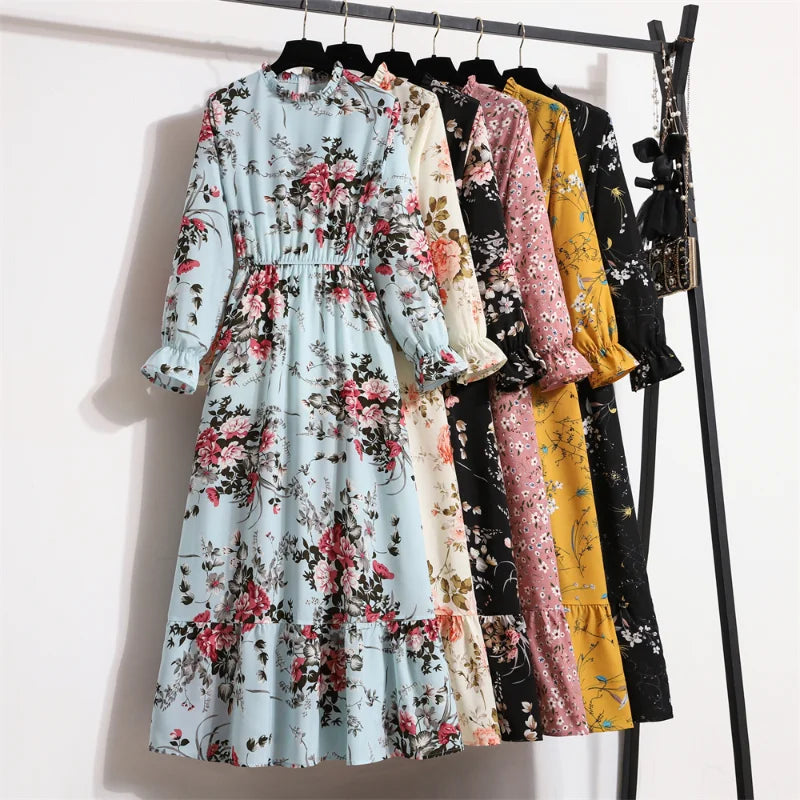 Epke Herfstlange Maxi Jurk met Bloemenprint
