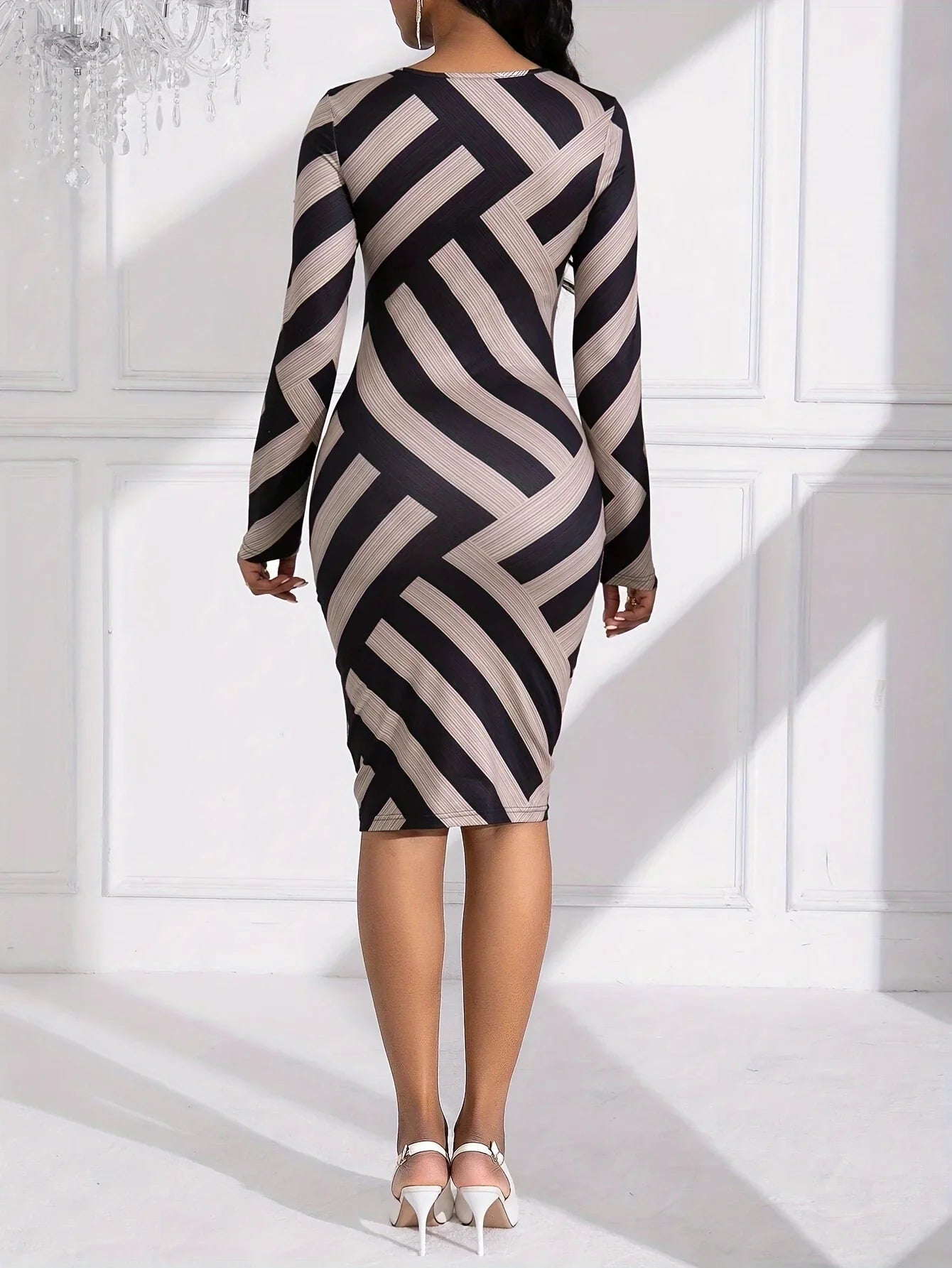 ModeMagie Elegante Colorblock Streep Bedrukte Jurk voor Afrikaanse Vrouwen