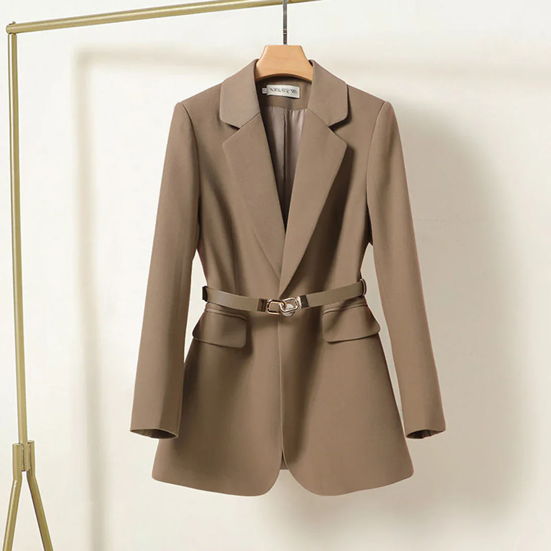 Dames Blazer met Ceintuur en Reverskraag Taille Model