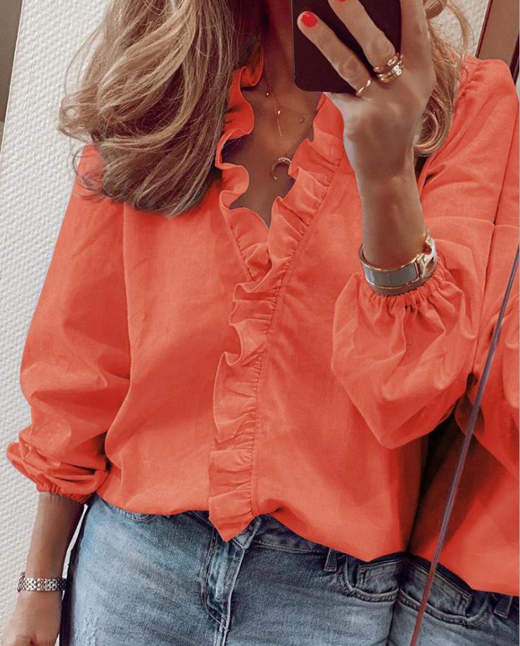 Katharina | Blusa estiva con scollo a V e volant
