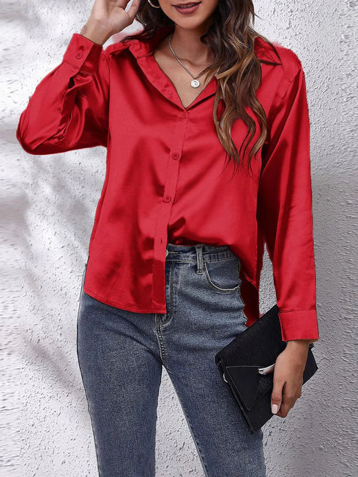 Katrin | Zijden Elegance Blouse met Lange Mouwen