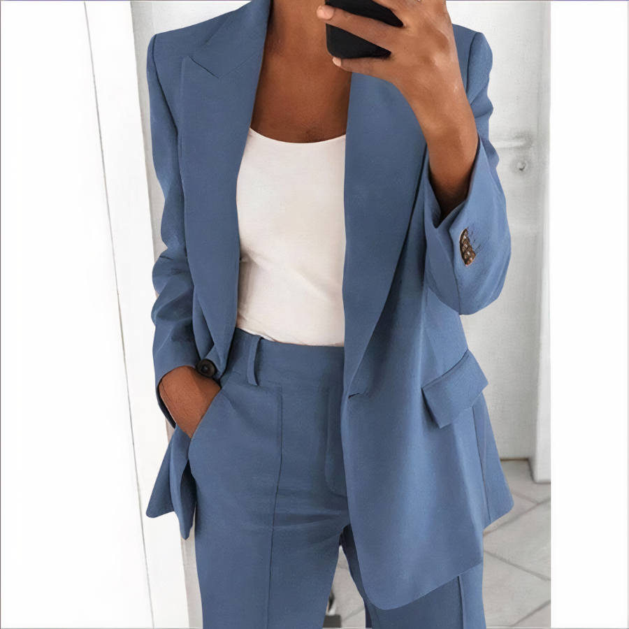 Dames Blazer Broek Set Trendy Zwart Kostenummer
