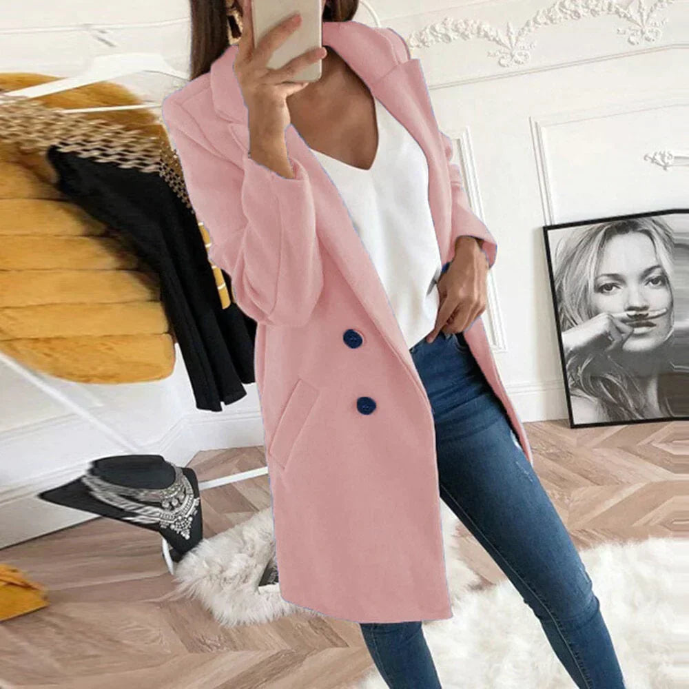 Damesjas Oversized Klassiek Met Dubbele Knopen