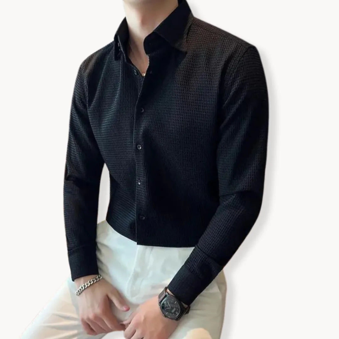 Lang mouw overhemd met knoopsluiting en slim fit