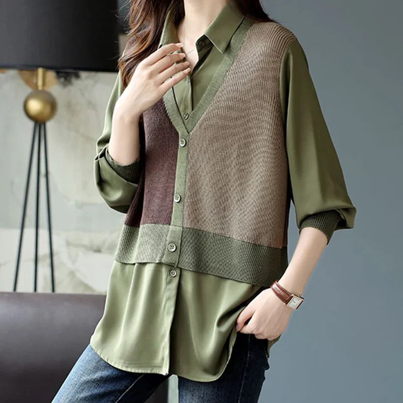 Modieuze Patchwork Blouse van Zenith Vogue