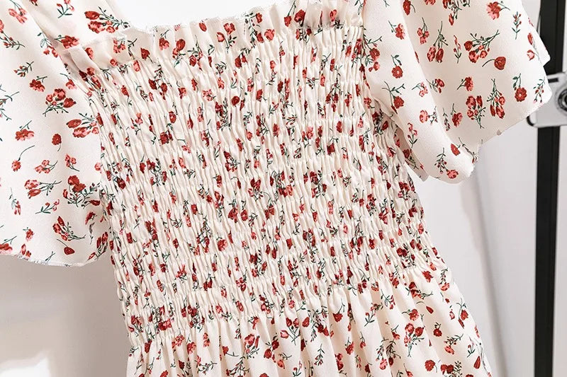Zomerse Bloemenprint Chiffon Midi Jurk