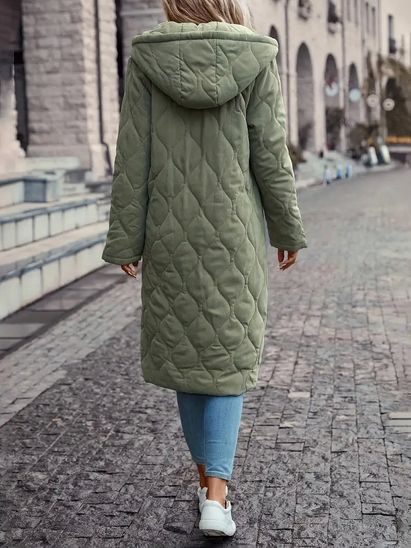 Dames Trenchcoat Zwart Gewatteerd Lange Jas