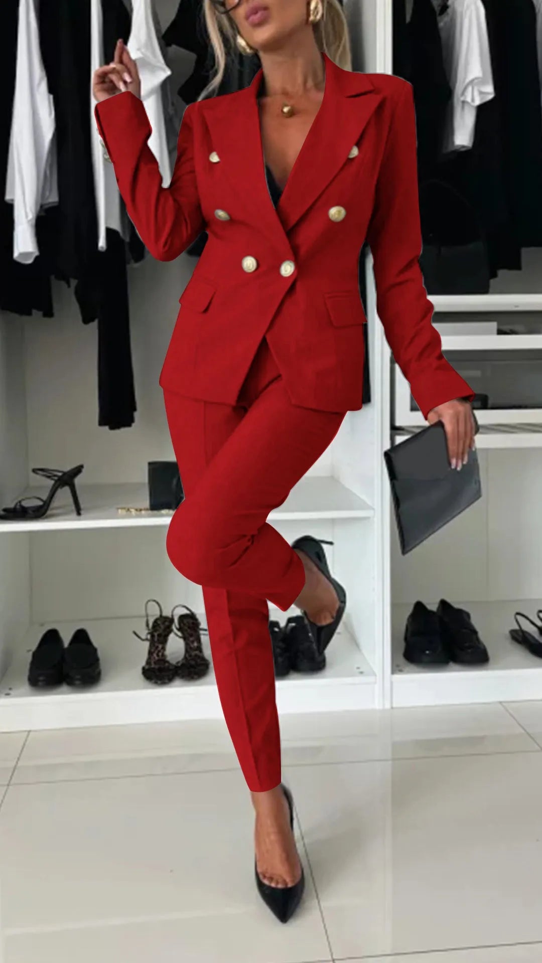 Dames Tweedelige Set Top en Broek Modern Design