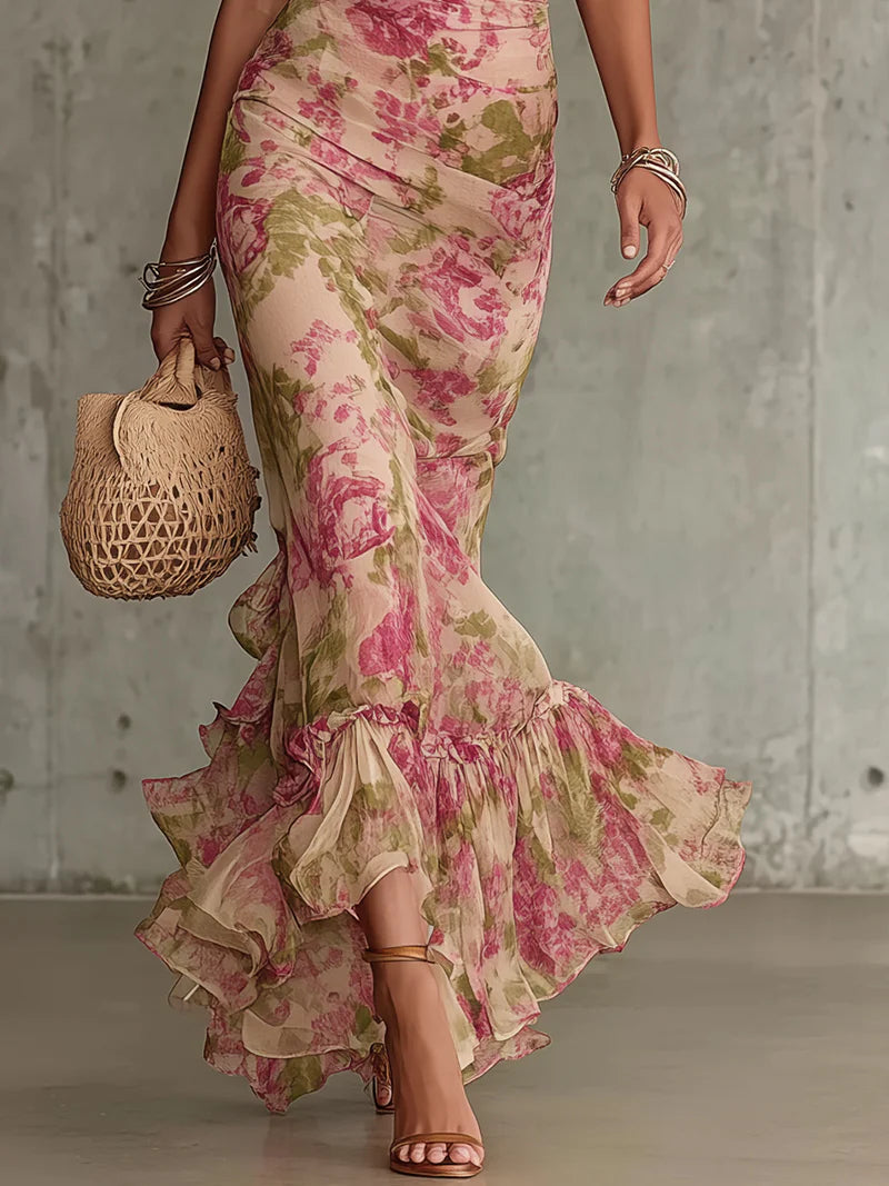 Lunara | Elegante Lange Maxi Jurk Dames met Pofmouwen 2