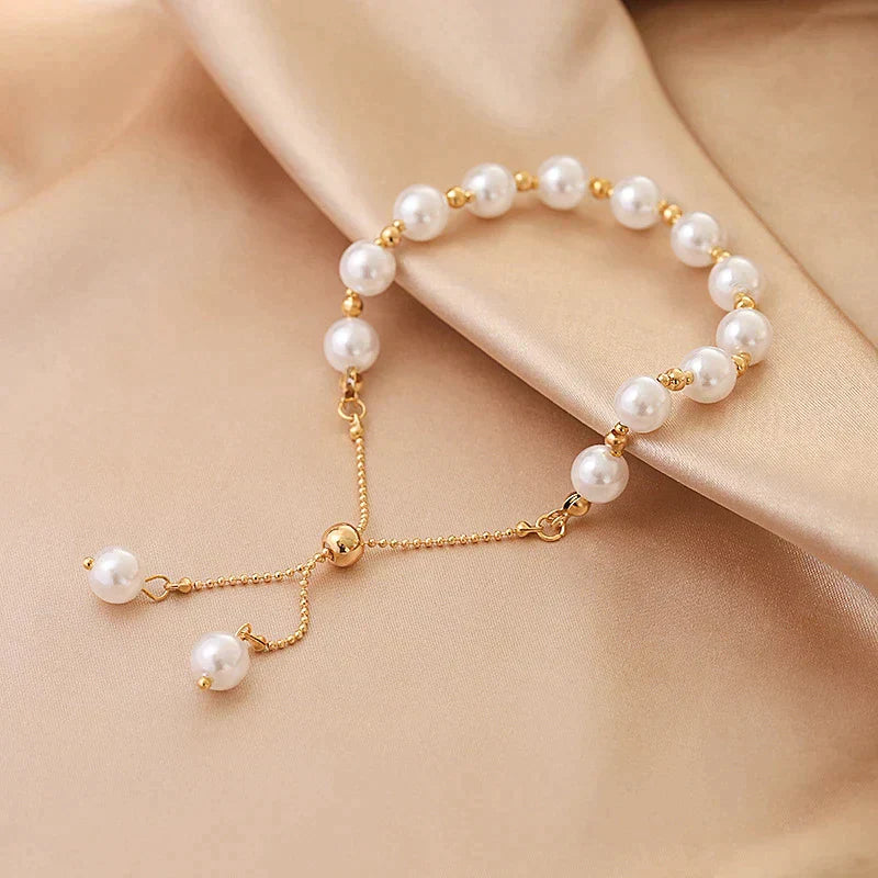 Parel Armband Verstelbaar Elegant Zilver