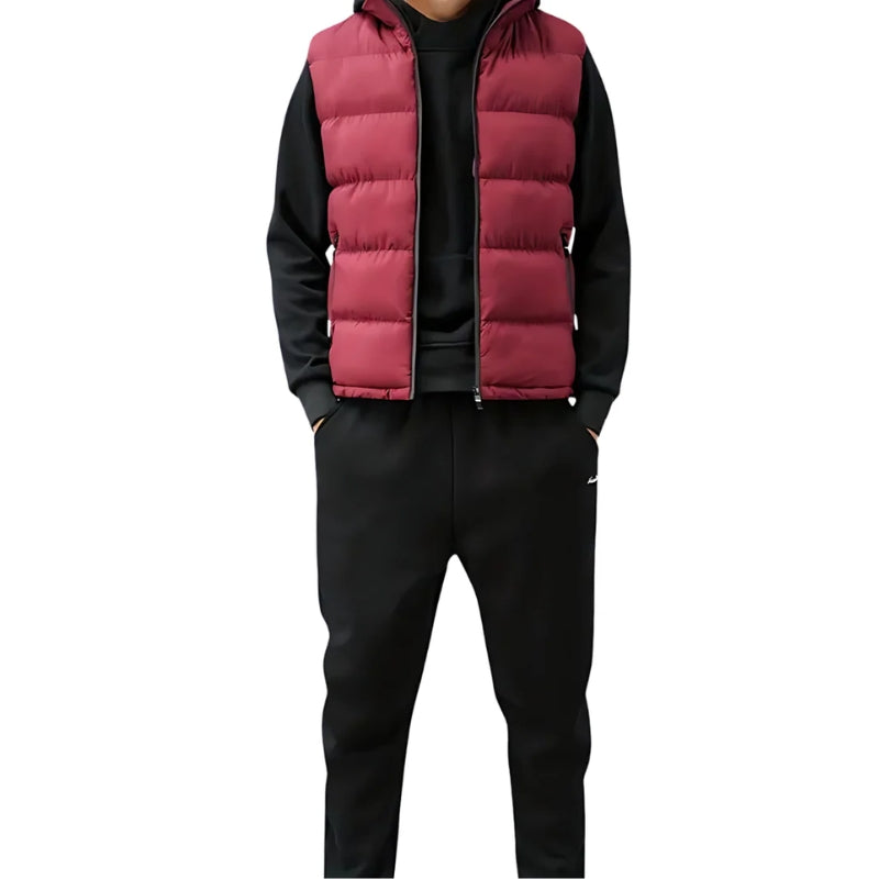 Heren Gewatteerde Bodywarmer zonder Mouwen met Ritszakken