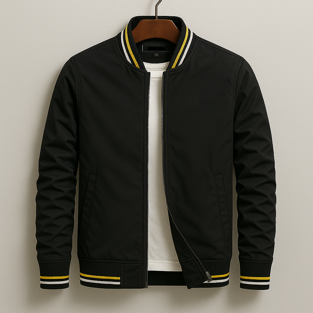 Men’s Bomber Jacket with Stripe Detail - Lightweight Casual Layer