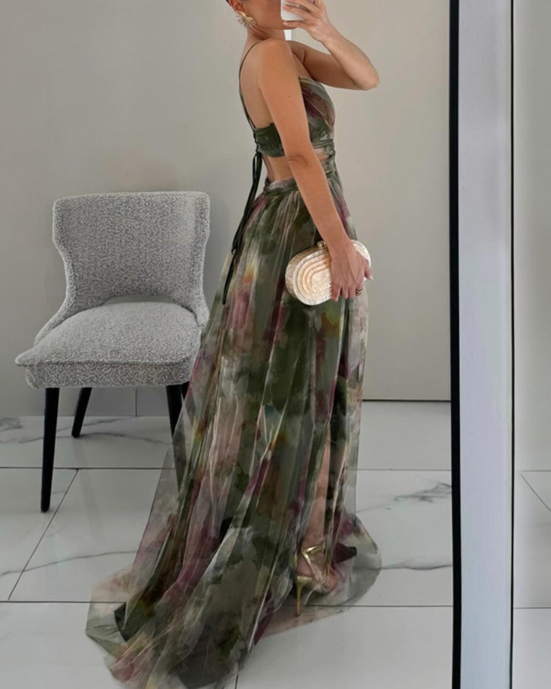 Mira | Elegante Lange Jurk Dames met Bloemenprint Maxi Jurk 8