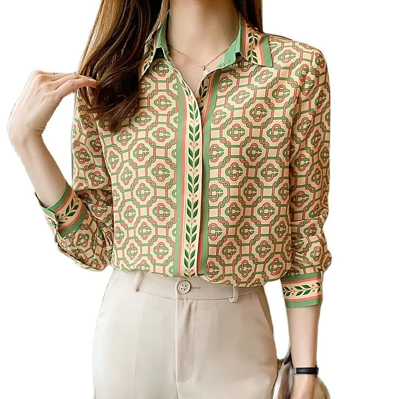 Modieuze Kettingprint Blouse voor Vrouwen