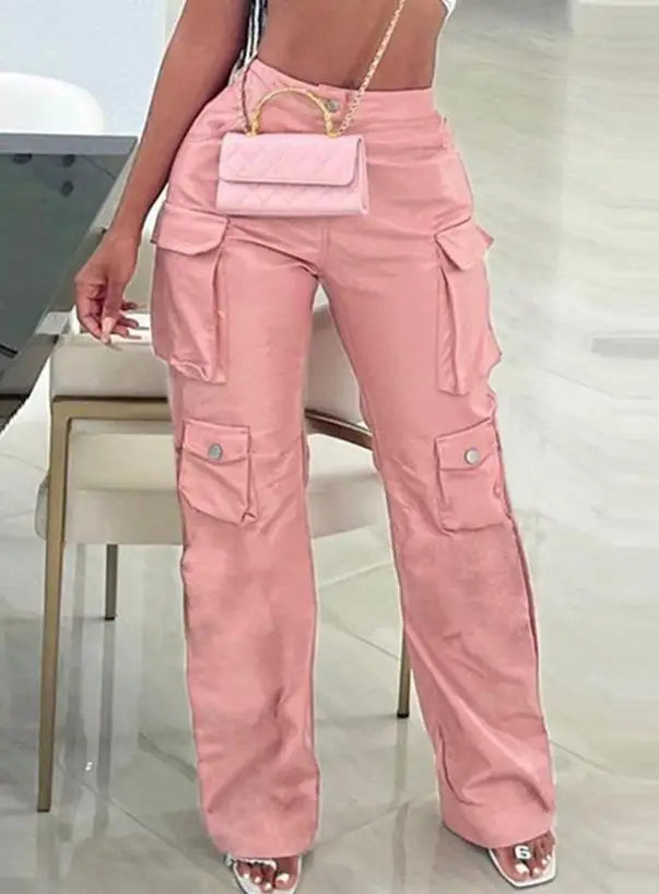 Stijlvolle PU Leren Cargo Broek voor Dames