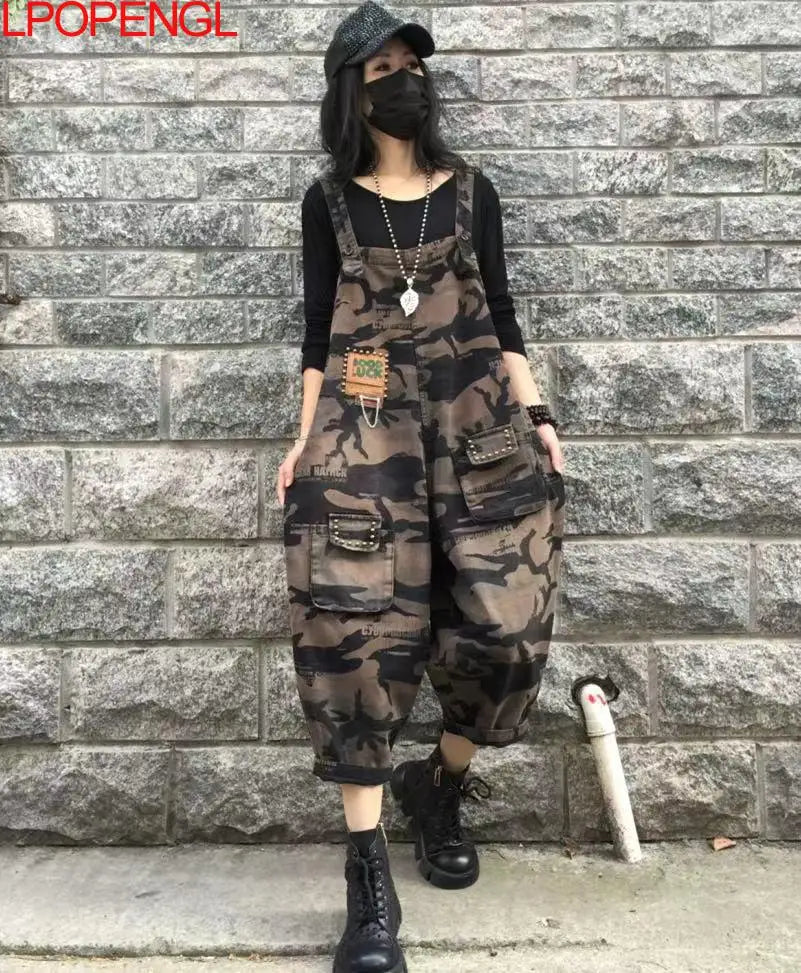 Stella Retro Camouflage Denim Overalls voor Trendy Vrouwen