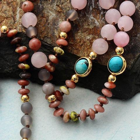Ketting met Rozenkwarts en Amazoniet Edelsteen Bescherming